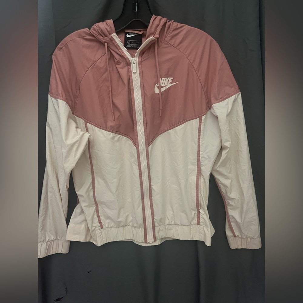Nike Women's Pink and Cream Windbreaker Running Jacket